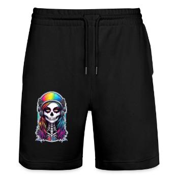 halloween - rock et arc en ciel - Short de jogging bio TRAINER Stanley/Stella unisexe - noir - Devant - Nik (191cm) & Marisol (170cm)