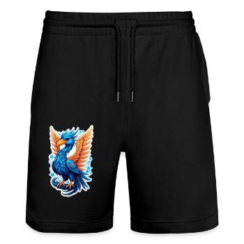 phenix - phoenix - oiseau de feu - Short de jogging bio TRAINER Stanley/Stella unisexe - noir - Devant - Nik (191cm) & Marisol (170cm)
