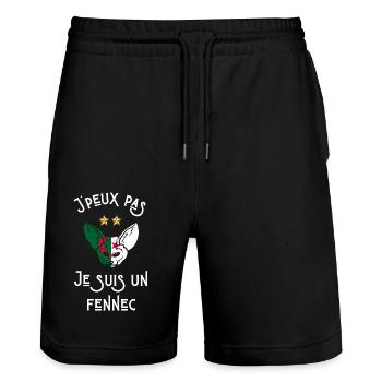 je Ne peux pas je suis un fennec algérien - Short de jogging bio TRAINER Stanley/Stella unisexe - noir - Devant - Nik (191cm) & Marisol (170cm)