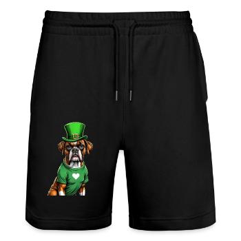 Boxer Dog St. Patrick's Day I Irish Green Hat St - Stanley/Stella Unisex Bio Joggingshorts Trainer  - Schwarz - Vorne - Nik (191cm) & Marisol (170cm)