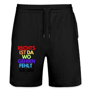 RECHTS fehlt Gehirn - Stanley/Stella Unisex Bio Joggingshorts Trainer  - Schwarz - Vorne - Nik (191cm) & Marisol (170cm)