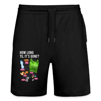 Reduce Reuse Recycle Repeat Recycling Earth Day - Stanley/Stella Trainer Unisex Organic Jogging Shorts - black - Front - Nik (191cm) & Marisol (170cm)