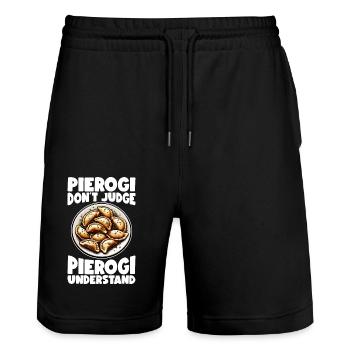 Pierogi Polen Polnische Lebensmittel Piroggen - Stanley/Stella Unisex Bio Joggingshorts Trainer  - Schwarz - Vorne - Nik (191cm) & Marisol (170cm)