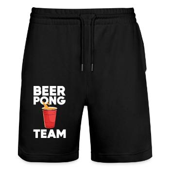 Beerpong Beer Pong Beer Pong Team - Stanley/Stella Trainer Unisex Organic Jogging Shorts - black - Front - Nik (191cm) & Marisol (170cm)
