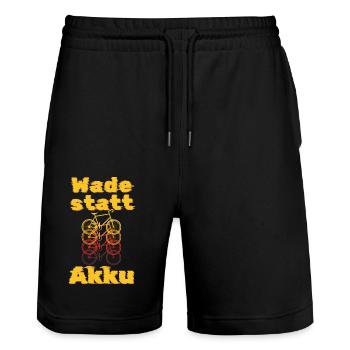 Wade statt Akku lustiger Spruch Fahrradfahrer - Stanley/Stella Unisex Bio Joggingshorts Trainer  - Schwarz - Vorne - Nik (191cm) & Marisol (170cm)