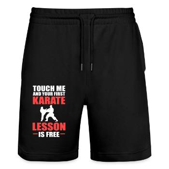 Karate Self-Defense - Stanley/Stella Trainer Unisex Organic Jogging Shorts - black - Front - Nik (191cm) & Marisol (170cm)