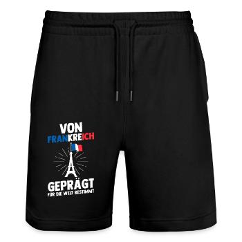 Franzose Französisch Frankreich - Stanley/Stella Unisex Bio Joggingshorts Trainer  - Schwarz - Vorne - Nik (191cm) & Marisol (170cm)
