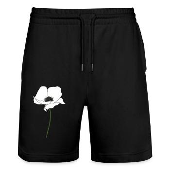 mohnblume weiss - Stanley/Stella Unisex Bio Joggingshorts Trainer  - Schwarz - Vorne - Nik (191cm) & Marisol (170cm)