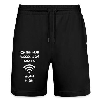 WIFI GRATUIT - Short de jogging bio TRAINER Stanley/Stella unisexe - noir - Devant - Nik (191cm) & Marisol (170cm)