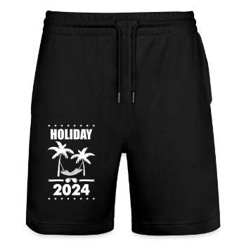 holiday 2024 - Stanley/Stella Unisex Bio Joggingshorts Trainer  - Schwarz - Vorne - Nik (191cm) & Marisol (170cm)