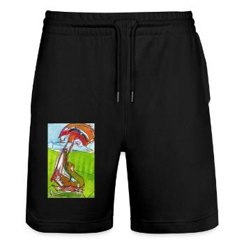 FUNtasie - Stanley/Stella Trainer Unisex Organic Jogging Shorts - black - Front - Nik (191cm) & Marisol (170cm)