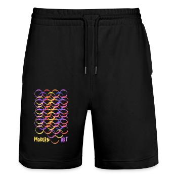 Modern Art - Stanley/Stella Trainer Unisex Organic Jogging Shorts - black - Front - Nik (191cm) & Marisol (170cm)
