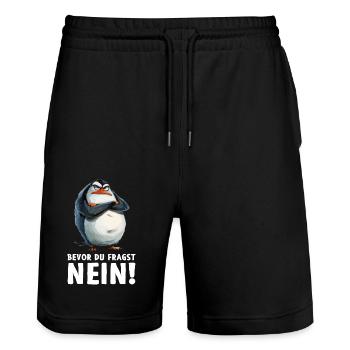 pingouin oiseau poussin avant de demander non - Short de jogging bio TRAINER Stanley/Stella unisexe - noir - Devant - Nik (191cm) & Marisol (170cm)