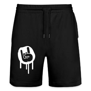 Heavy Metal Hard Rock Graffiti Horns Hand Gesture - Stanley/Stella Trainer Unisex Organic Jogging Shorts - black - Front - Nik (191cm) & Marisol (170cm)