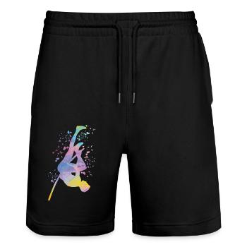 Pole Vaulter Kids Pole Vault - Stanley/Stella Trainer Unisex Organic Jogging Shorts - black - Front - Nik (191cm) & Marisol (170cm)