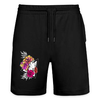 021 Mrs West - Stanley/Stella Unisex Bio Joggingshorts Trainer  - Schwarz - Vorne - Nik (191cm) & Marisol (170cm)