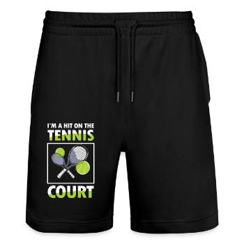 On The Tennis Court - Stanley/Stella Unisex Bio Joggingshorts Trainer  - Schwarz - Vorne - Nik (191cm) & Marisol (170cm)