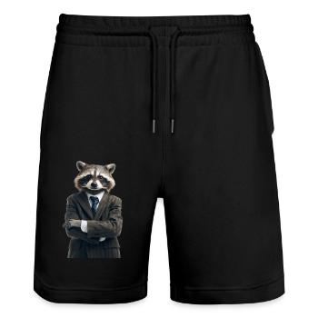 Raccoon - Stanley/Stella Trainer Unisex Organic Jogging Shorts - black - Front - Nik (191cm) & Marisol (170cm)