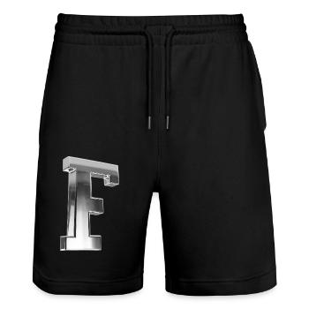 Chrome ,, F " Metallic - Stanley/Stella Unisex Bio Joggingshorts Trainer  - Schwarz - Vorne - Nik (191cm) & Marisol (170cm)
