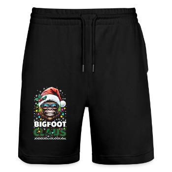 Drôle Bigfoot Claus vacances Noël amusant - Short de jogging bio TRAINER Stanley/Stella unisexe - noir - Devant - Nik (191cm) & Marisol (170cm)