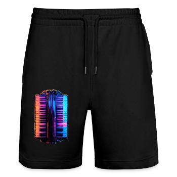 Accordion - Stanley/Stella Trainer Unisex Organic Jogging Shorts - black - Front - Nik (191cm) & Marisol (170cm)