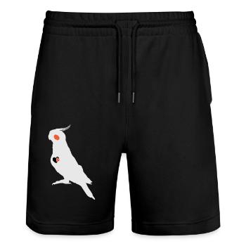 Cockatiel heart - Stanley/Stella Trainer Unisex Organic Jogging Shorts - black - Front - Nik (191cm) & Marisol (170cm)