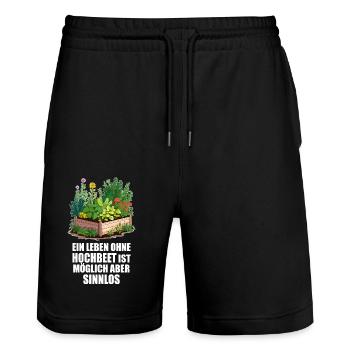 Hobbygärtner, Hochbeet, Garten, Pflanzen, Gemüse - Stanley/Stella Unisex Bio Joggingshorts Trainer  - Schwarz - Vorne - Nik (191cm) & Marisol (170cm)