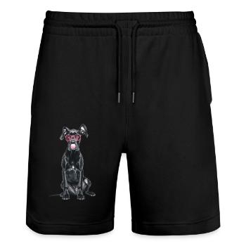 Deutsche Dogge - Stanley/Stella Unisex Bio Joggingshorts Trainer  - Schwarz - Vorne - Nik (191cm) & Marisol (170cm)