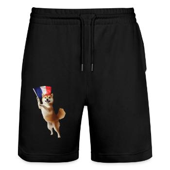 Shiba Inu - Stanley/Stella Unisex Bio Joggingshorts Trainer  - Schwarz - Vorne - Nik (191cm) & Marisol (170cm)
