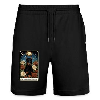 Dobermann - Stanley/Stella Unisex Bio Joggingshorts Trainer  - Schwarz - Vorne - Nik (191cm) & Marisol (170cm)