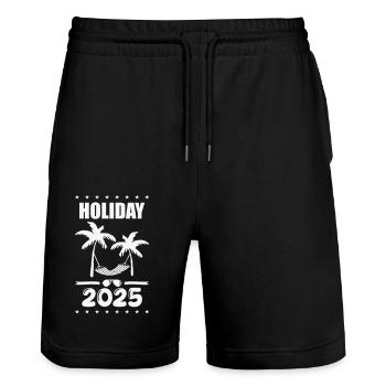 holiday 2025 - Stanley/Stella Unisex Bio Joggingshorts Trainer  - Schwarz - Vorne - Nik (191cm) & Marisol (170cm)
