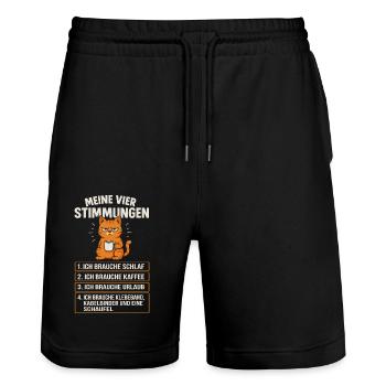 Mes Quatre Humeurs Drôle de Chat - Short de jogging bio TRAINER Stanley/Stella unisexe - noir - Devant - Nik (191cm) & Marisol (170cm)