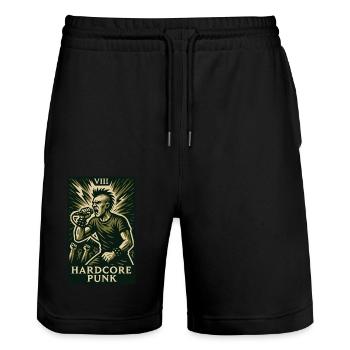 Hardcore Punk (Card VIII) - Stanley/Stella Trainer Unisex Organic Jogging Shorts - black - Front - Nik (191cm) & Marisol (170cm)