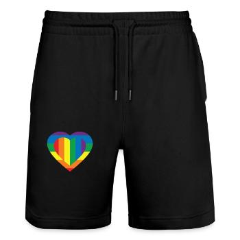 FARBE DER LGBT-FLAGGE - Stanley/Stella Unisex Bio Joggingshorts Trainer  - Schwarz - Vorne - Nik (191cm) & Marisol (170cm)