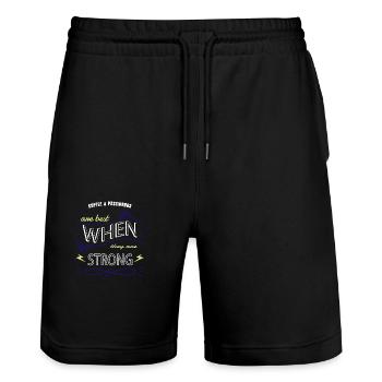 ethical hacker anonymous mask funny equestrian - Stanley/Stella Unisex Bio Joggingshorts Trainer  - Schwarz - Vorne - Nik (191cm) & Marisol (170cm)