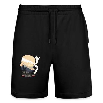 Randonnée corse GR20 GR 20 cadeau randonneurs trek - Short de jogging bio TRAINER Stanley/Stella unisexe - noir - Devant - Nik (191cm) & Marisol (170cm)
