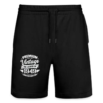 Vintage 1949 Limited Edition - Stanley/Stella Trainer Unisex Organic Jogging Shorts - black - Front - Nik (191cm) & Marisol (170cm)