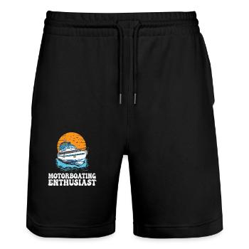 Pontoon Boat Captain Motorboating Enthusiast - Short de jogging bio TRAINER Stanley/Stella unisexe - noir - Devant - Nik (191cm) & Marisol (170cm)