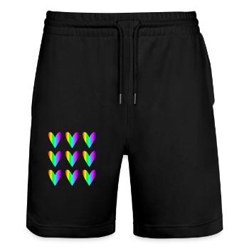 HERZ. HEILIGER VALENTINSTAG. Junggesellinnenabschied. ICH LIEBE DICH. ICH LIEBE DICH - Stanley/Stella Unisex Bio Joggingshorts Trainer  - Schwarz - Vorne - Nik (191cm) & Marisol (170cm)