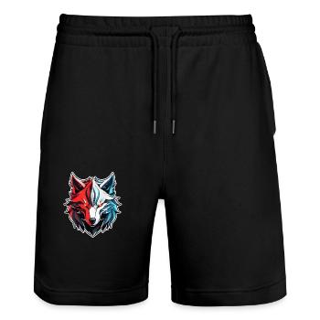 loup tatouage - Short de jogging bio TRAINER Stanley/Stella unisexe - noir - Devant - Nik (191cm) & Marisol (170cm)