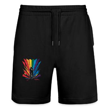 LGBT, Regenbogen-Pride-Monat - Stanley/Stella Unisex Bio Joggingshorts Trainer  - Schwarz - Vorne - Nik (191cm) & Marisol (170cm)