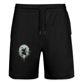 Drumset Silhouette Drums with Reflection - Stanley/Stella Trainer Unisex Organic Jogging Shorts - black - Front - Nik (191cm) & Marisol (170cm)
