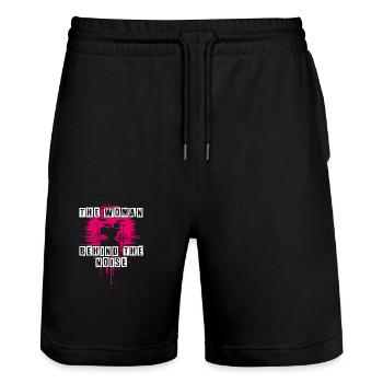 Drummer Woman Schlagzeugerin Girls Band - Stanley/Stella Trainer Unisex Organic Jogging Shorts - black - Front - Nik (191cm) & Marisol (170cm)
