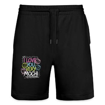 Süße Botschaft für Mochi Liebhaber - Stanley/Stella Unisex Bio Joggingshorts Trainer  - Schwarz - Vorne - Nik (191cm) & Marisol (170cm)