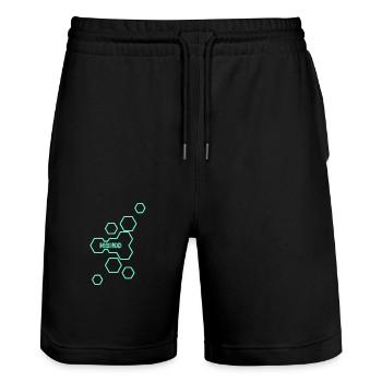 Gift for Heiko - Stanley/Stella Trainer Unisex Organic Jogging Shorts - black - Front - Nik (191cm) & Marisol (170cm)