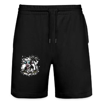 Kuh Insel Palme - Stanley/Stella Unisex Bio Joggingshorts Trainer  - Schwarz - Vorne - Nik (191cm) & Marisol (170cm)