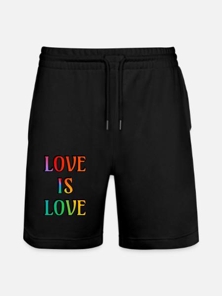 Rainbow Love is Love - Stanley/Stella Trainer Unisex Organic Jogging Shorts - black