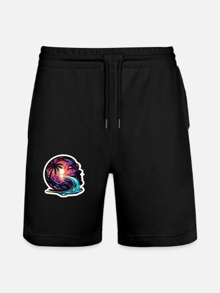 Palm and Galaxy - Stanley/Stella Trainer Unisex Organic Jogging Shorts - black
