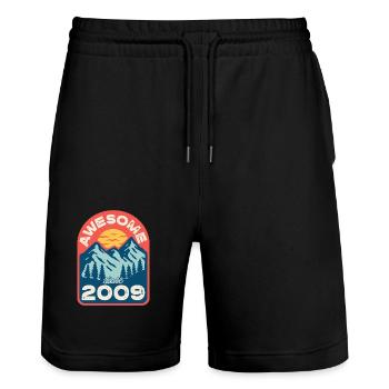 Awesome since 2009 - Stanley/Stella Trainer Unisex Organic Jogging Shorts - black - Front - Nik (191cm) & Marisol (170cm)