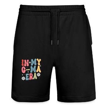 In meiner G-Ma-Ära - Stanley/Stella Unisex Bio Joggingshorts Trainer  - Schwarz - Vorne - Nik (191cm) & Marisol (170cm)